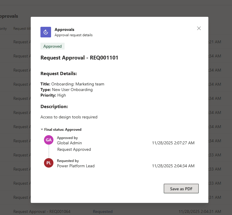 Teams - Approved Request